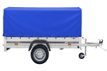 Auto Anhänger 230×125 Garden Trailer 230 KIPP Unitrailer 750 kg mit Stützrad, blauer Hochplane und Hochspriegel – Bild 4