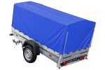 Auto Anhänger 230×125 Garden Trailer 230 KIPP Unitrailer 750 kg mit Stützrad, blauer Hochplane und Hochspriegel – Bild 5